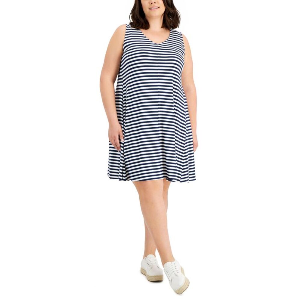 Style & Co Plus Size Striped Cross Back Flip Flop Dress
